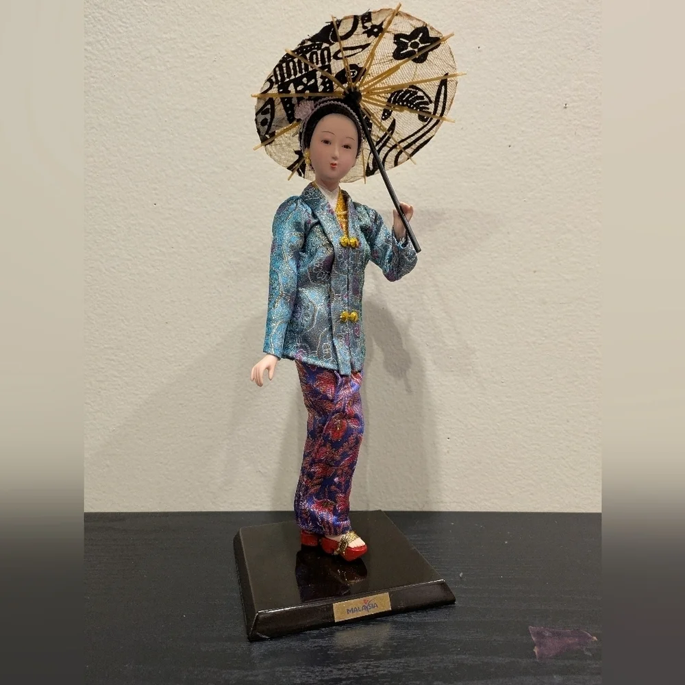 Elegant Asian-Inspired Figurine with Parasol